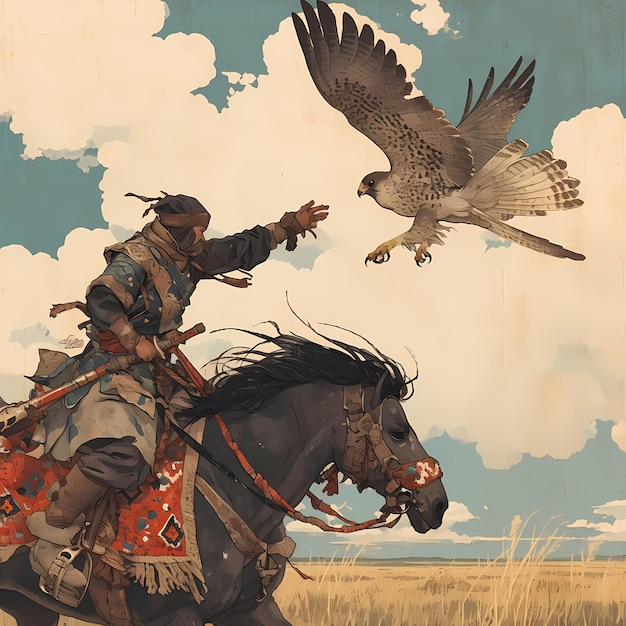 Foto el halcón y el caballo de la aventura histórica