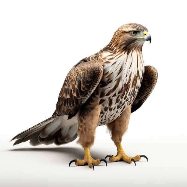 Foto halcón lanner sobre un fondo blanco