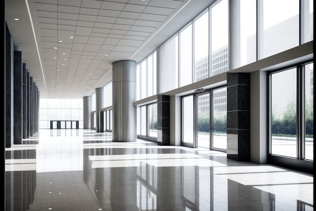 Hall de entrada vacío de la estación pública moderna o del gran vestíbulo del centro de convenciones