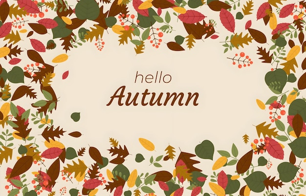 Hallo Herbst - Ein farbenfroher und dekorativer Herbstgrüß mit Blättern und Beeren
