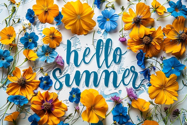 Foto hallo sommer-konzept-design abstrakte illustration mit dschungel exotischen blättern farbenfrohes design sommer-hintergrund und banner