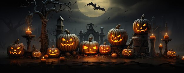 halloween abóboras bruxa lua cemitério
