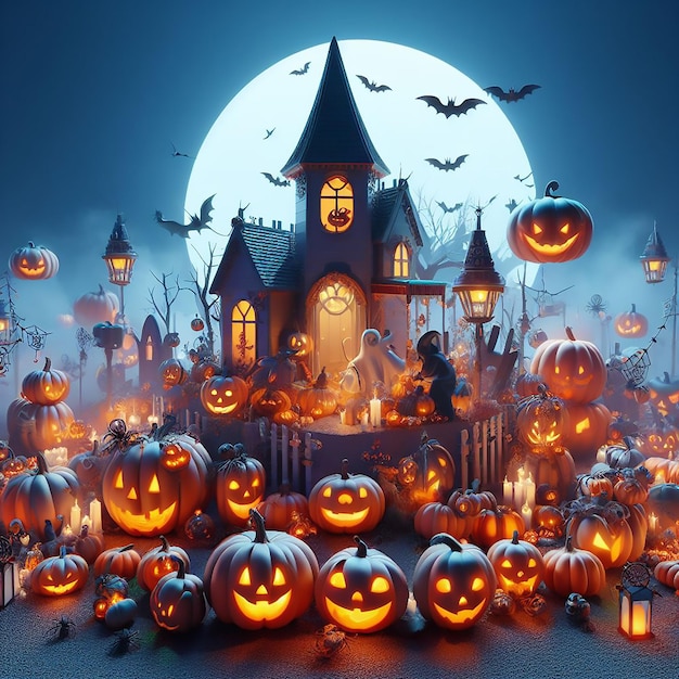 Halloween abóboras crânios jackolanternsghost 3D imagens realistas HD