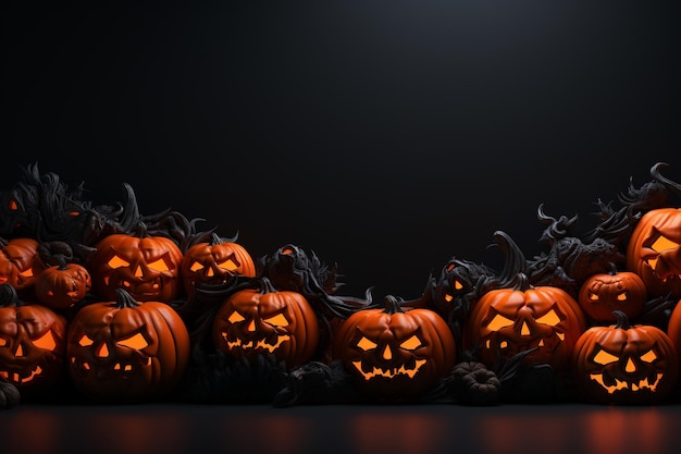 Halloween Las almas de los muertos regresaron a sus hogares Calabazas brujas esqueletos hechiceras espíritus de los muertos noche oscura dulces velas de miedo