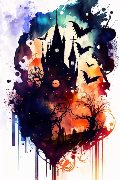 Halloween-Aquarell abstrakter Hintergrund für GeschäftsdesignGenerative KI