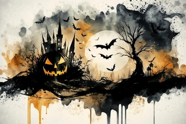 Halloween-Aquarell abstrakter Hintergrund für GeschäftsdesignGenerative KI