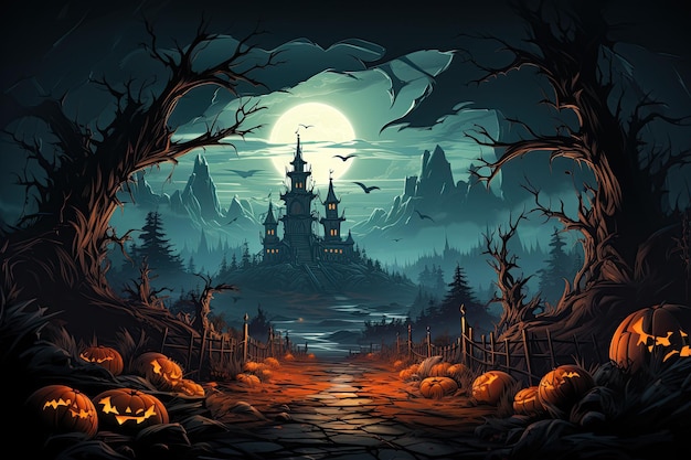 Halloween As paisagens mais estranhas que já vi Abóboras jacko'lanternas fantasias decorações assustadoras Geradas com IA