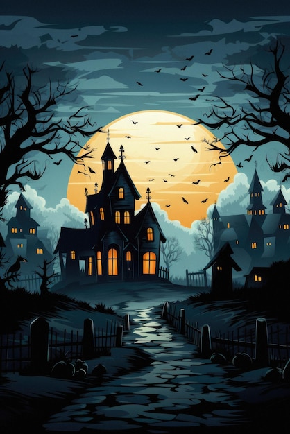 Halloween assustador fundo assustador jack o lanterna abóboras na floresta assustadora