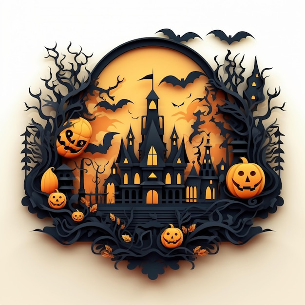 halloween assustador halloween ilustração em estilo de corte de papel