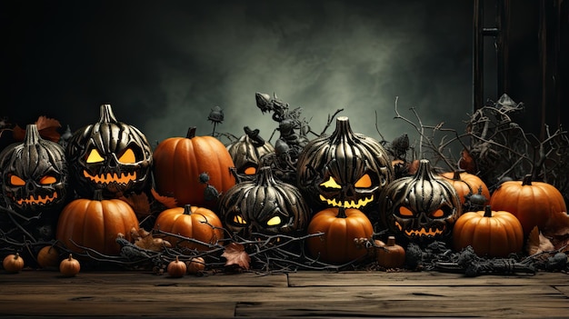 Halloween-Banner. Fröhliches Halloween-Hintergrundbild. KI-generiert