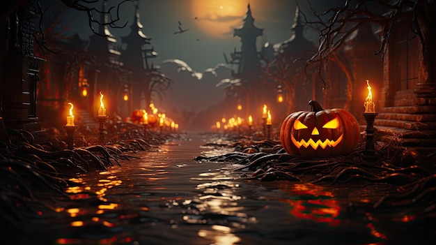 Halloween-Banner Glückliches Halloween-Gemälde, das von KI generiert wurde