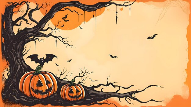 Halloween-Banner-Illustration mit beängstigenden Kürbissen