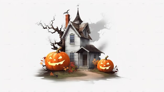 Halloween-Banner oder Party-Einladung Hintergrund mit Wolken Fledermäusen und Kürbisse Illustration