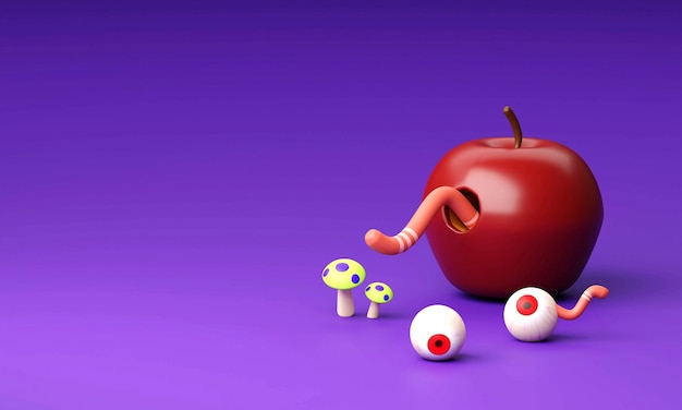 Halloween-Banner Trank Apples Hexe Hintergrund 3d reder Illustration