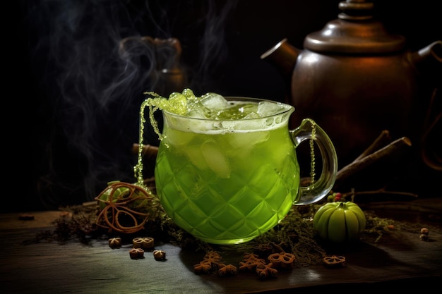 Halloween bebida de ponche verde escuro assustador Gerar Ai