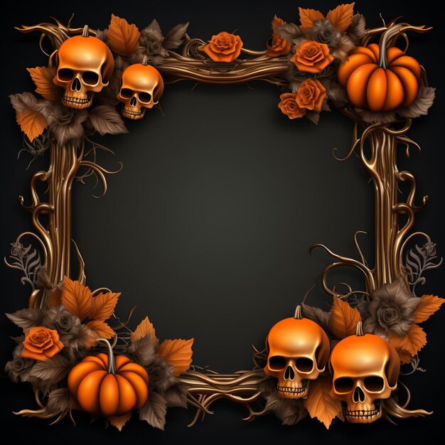 Halloween-Border-Design-Hintergrund Kürbis Halloween in der dunklen Nacht Hintergrunddesign für Halloween 31. Oktober