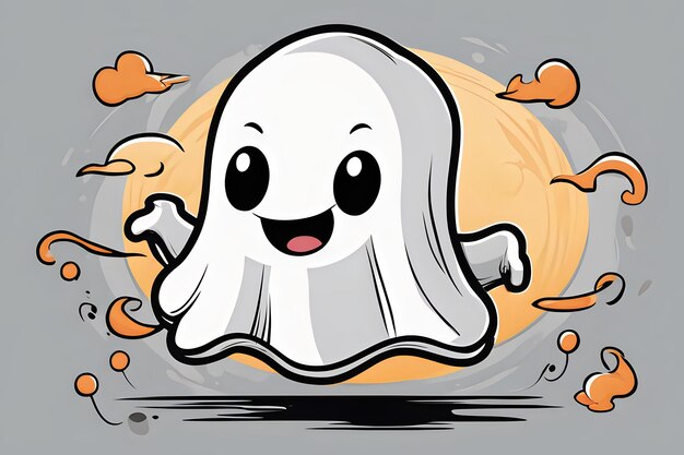 Halloween brincalhão fantasma personagem sorriso bonito truques travessos ai ilustração generativa