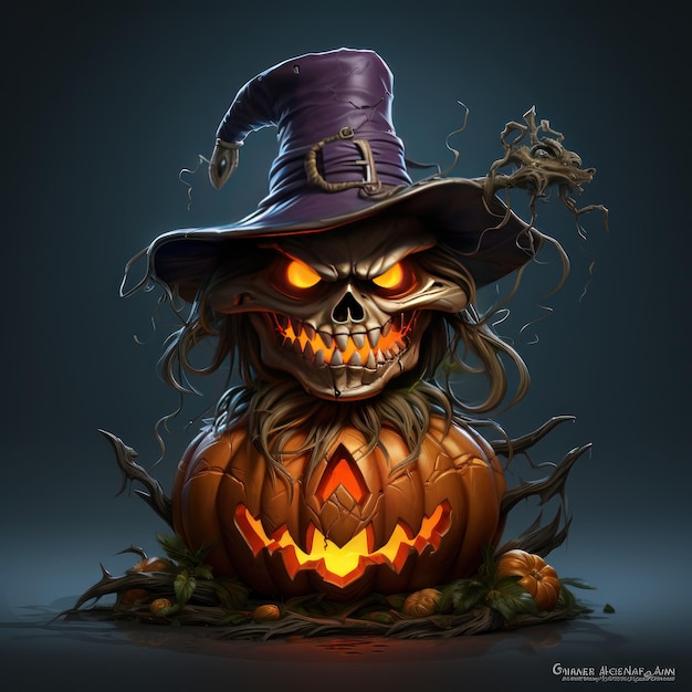 Halloween calabaza miedo esqueleto cara vector estilo