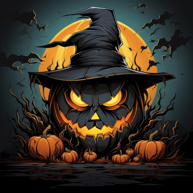 Halloween calabaza miedo esqueleto cara vector estilo