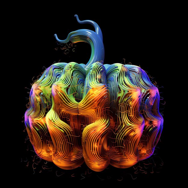 Foto halloween calabazas colores vibrantes electrónicas neón glitches luces y vidrio