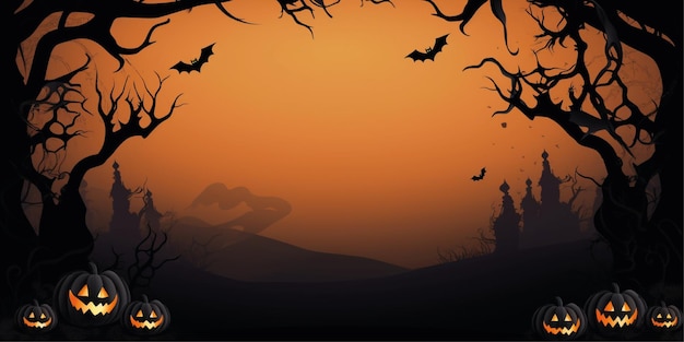 Halloween-Cartoon-Illustrationshintergrund mit Kopierraum