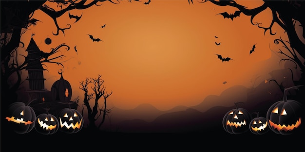 Halloween-Cartoon-Illustrationshintergrund mit Kopierraum