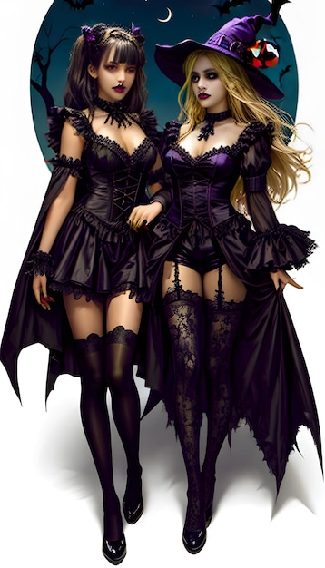 Halloween Chicas asustadizas Fondo de Halloween