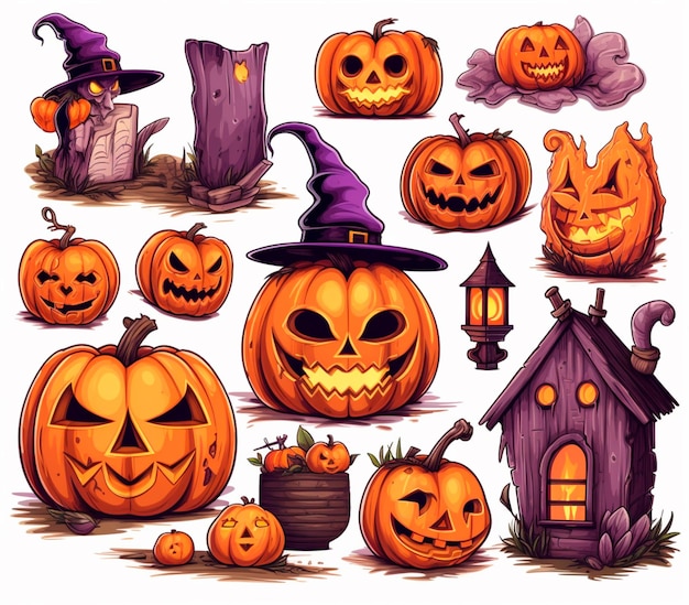 Halloween-Clipart-Kürbisse-Muster