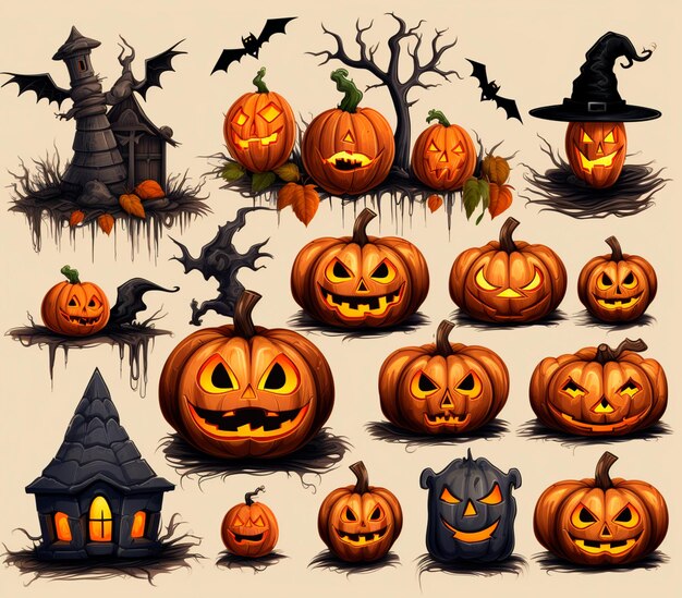 Halloween-Clipart-Kürbisse-Muster