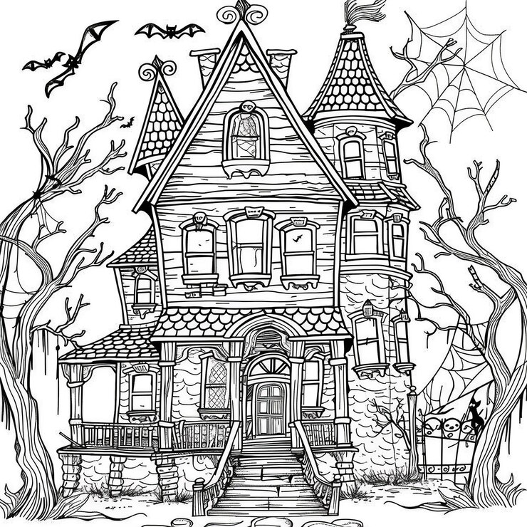 Foto halloween_coloração_página_abóboras_fantasmas_morcegos_bruxas