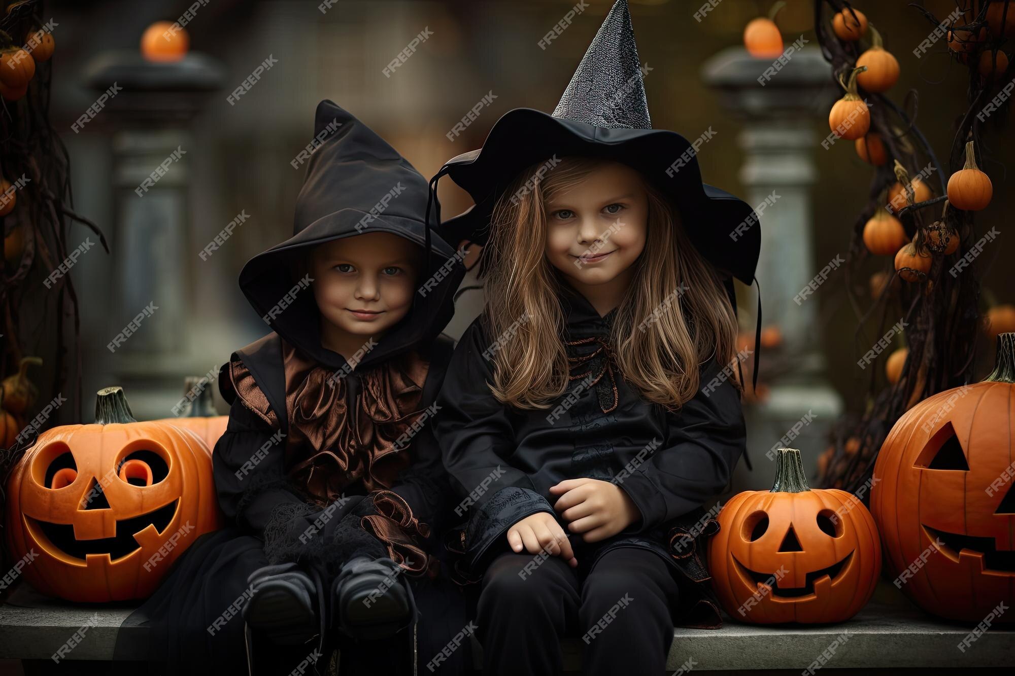 Crianças Na América Celebram O Dia Das Bruxas Engraçado Grupo De Amigos  Crianças Numa Fantasia De Halloween Na Festa De Halloween Foto de Stock -  Imagem de bonito, livro: 161170756