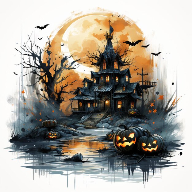 Halloween Day Spooky Magic Halloween Castle en medio de noches espeluznantes de octubre en un mundo de fantasías góticas