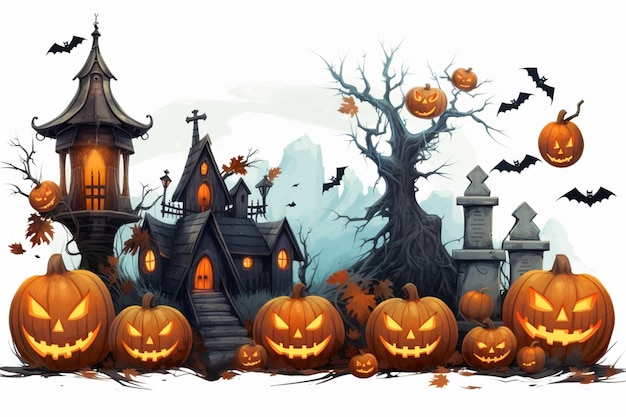 Halloween definiu o dia mais assustador do fundo branco da ilustração do ano