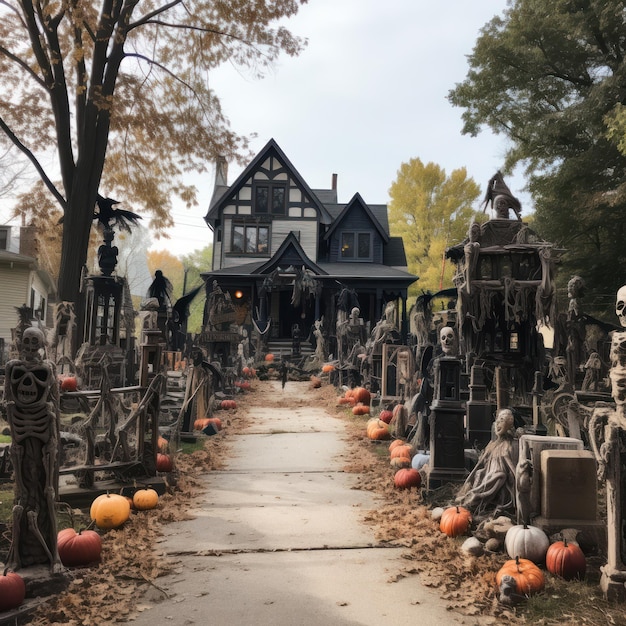 Halloween-Dekorationen in der Nachbarschaft