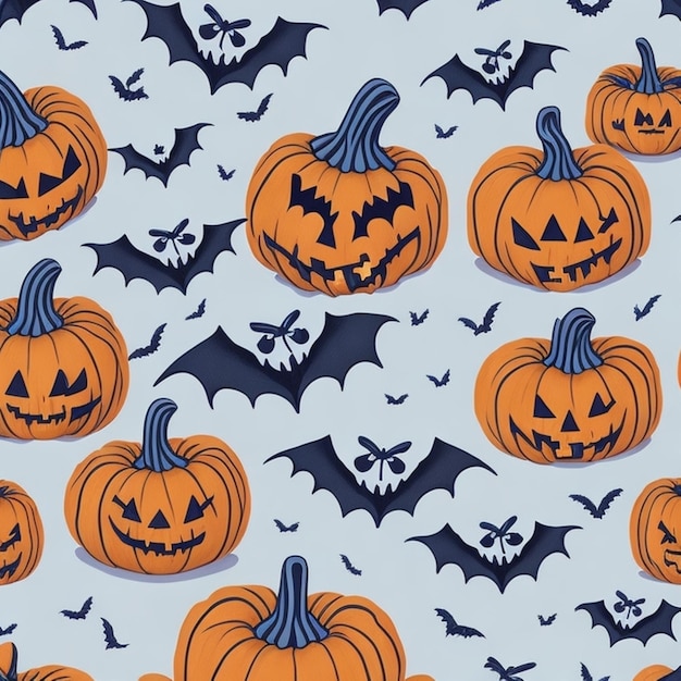 Halloween-detaillierte Kürbisse und weißer Hintergrund der Fledermaus