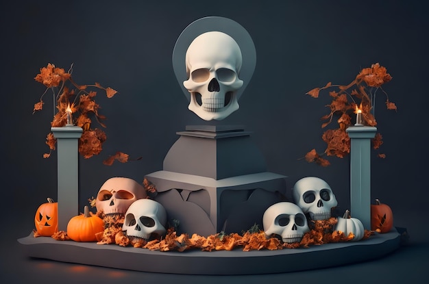 Halloween dia dos mortos skul papel estilo de arte ai gerado fundo