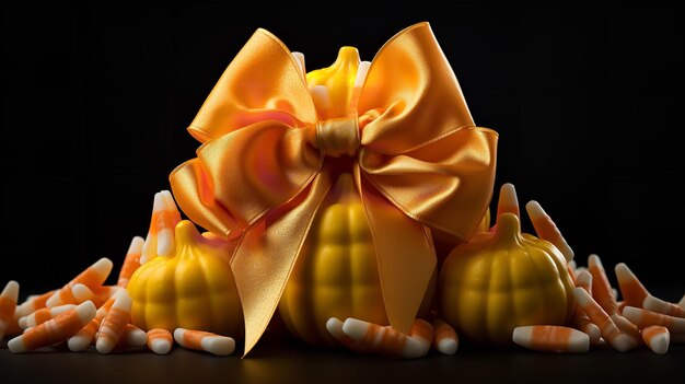 Foto halloween doces deliciosos e arco de milho generative ai