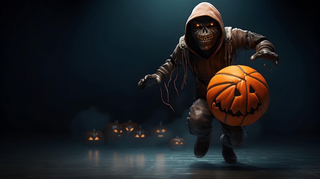 Halloween em esportes basquete futebol futebol abóbora