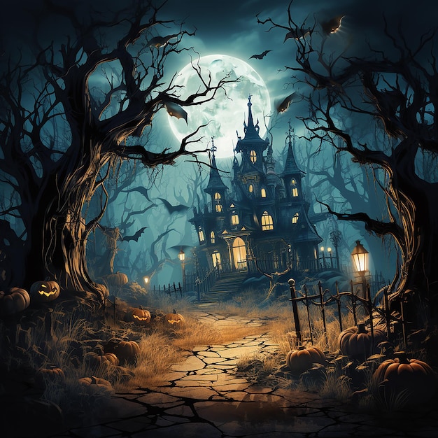 Halloween Encantado Un Fondo Donde el Tema es la Noche Mágica de Hechicería y Espeluznante