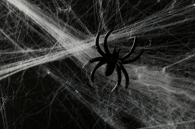 Foto halloween espeluznante telaraña telaraña con un fondo negro