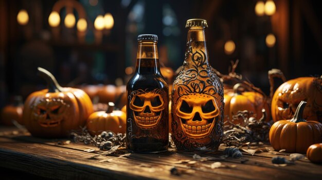 halloween fabrica cervejas em meio a caveiras, abóboras e fantasmas