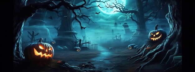 Foto un halloween de fantasía encantadora se desarrolla con criaturas míticas entre el bosque del crepúsculo creando escenas cautivadoras enriquecidas por elementos de otro mundo.