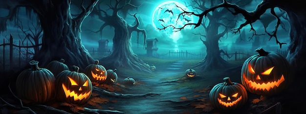 Foto un halloween de fantasía encantadora se desarrolla con criaturas míticas entre el bosque del crepúsculo creando escenas cautivadoras enriquecidas por elementos de otro mundo.
