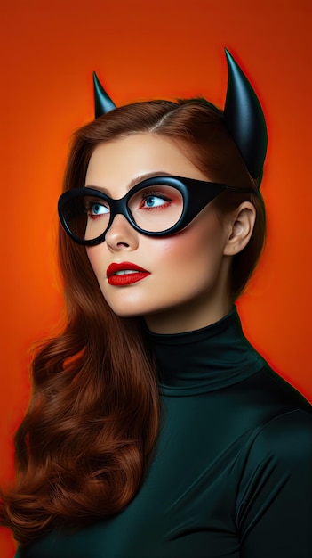 Halloween-Fledermausfrau mit Brille