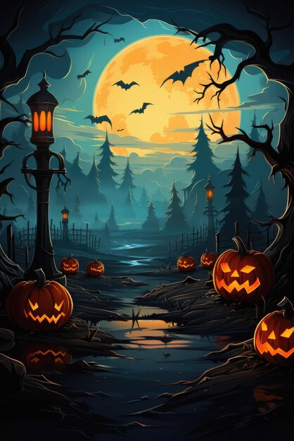 Halloween fondo espeluznante aterrador jack o linterna calabazas espeluznantel castillo del bosque