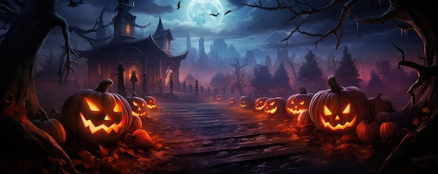 Halloween-Geisterhaus mit Fledermäusen und Mond