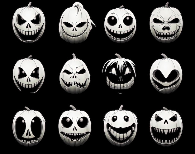 Halloween-Gesichtsschablonen Vektorbild im Stil der Umgebungsokklusion