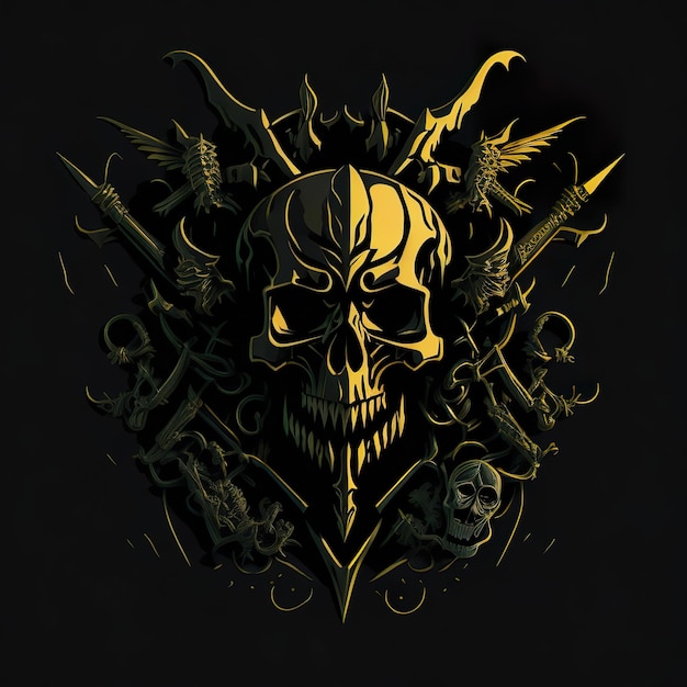 Halloween goldener Totenkopf Generative KI