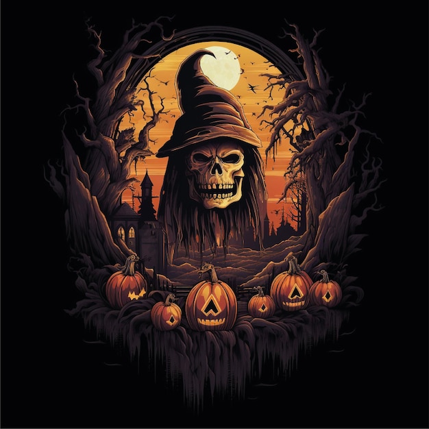 Halloween-Grafik-T-Shirt-Kunstwerk-Illustration