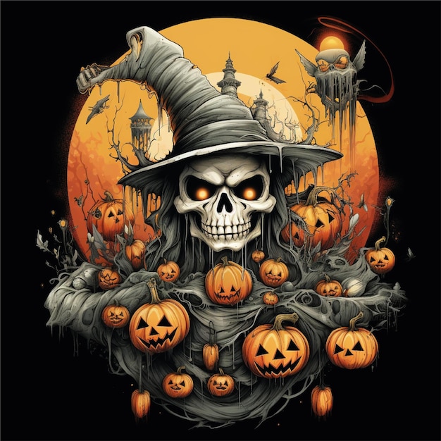 Halloween-Grafik-T-Shirt-Kunstwerk-Illustration